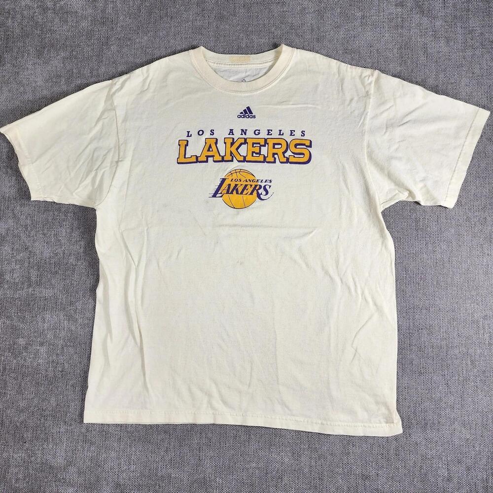 Los Angeles Lakers Tshirt White Purple Yellow Logo Basketball Nba Large